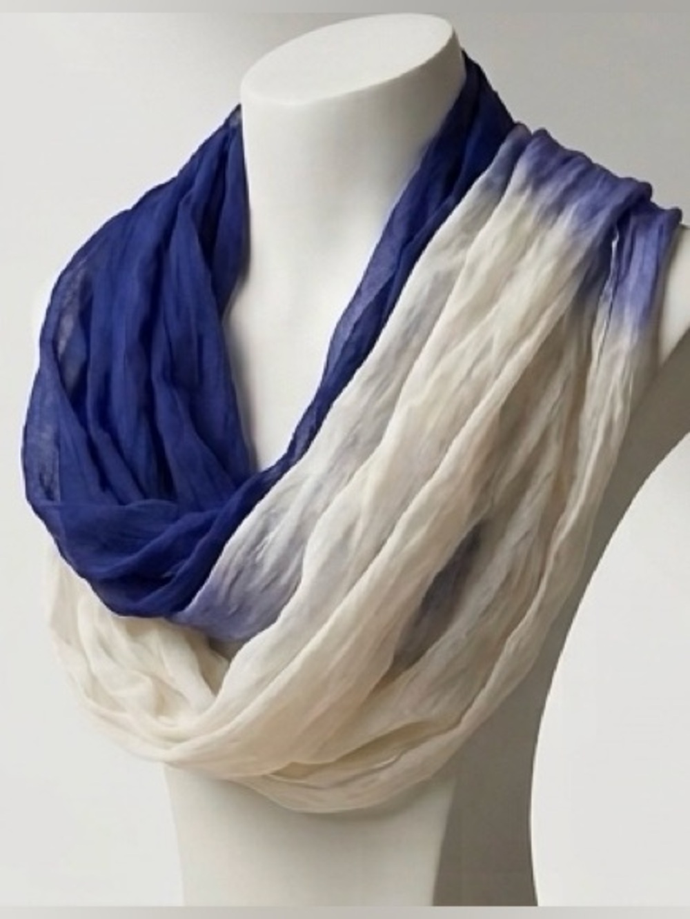 Free People Azure Ombre Hand-Dyed Sheer Gauze Infinity Scarf NWOT